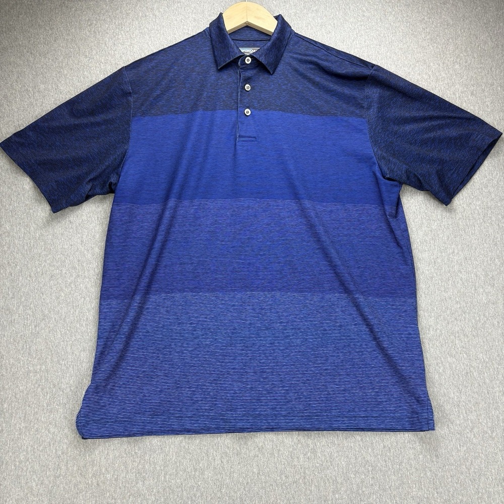 Roundtree & Yorke Polo Shirt Mens M Blue Outdoor Performance Golf Short Sleeve‎